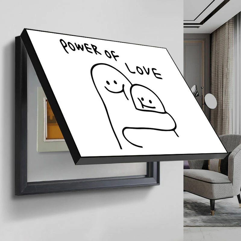 电表电表箱装饰画弱电配电箱打孔客厅现代遮挡简约挂画电闸北欧