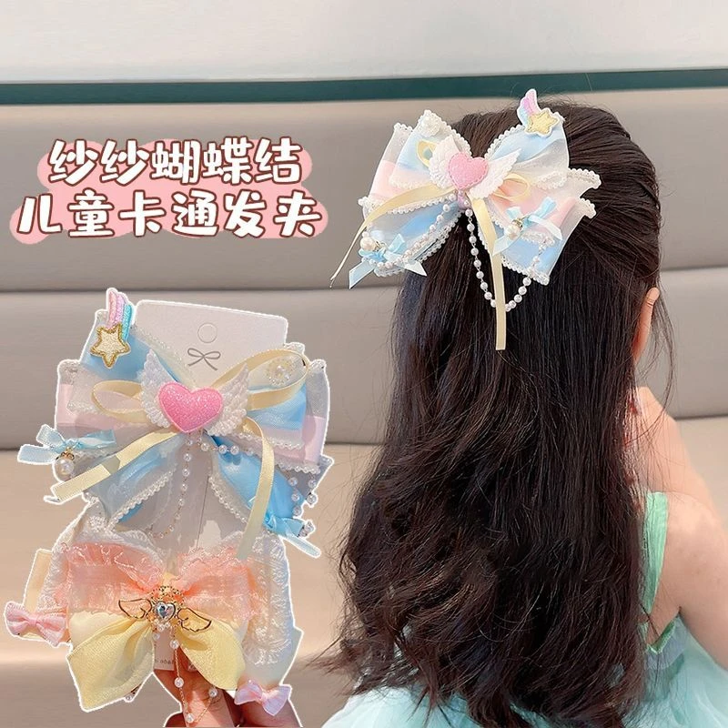 女童巴洛克风贵气层次感蝴蝶结立体顶夹丰富美感公主风天使发夹