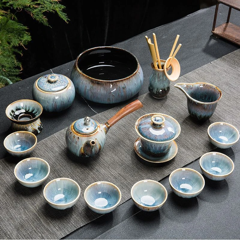 轻奢建盏功夫茶具套装家用陶瓷客厅办公室会客茶杯礼盒高档定制大