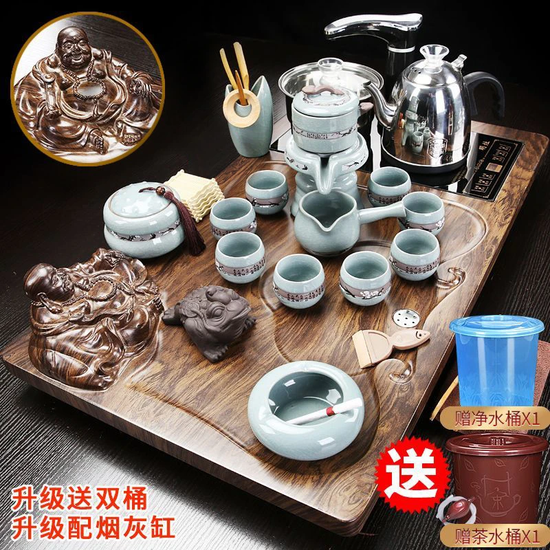 哥窑懒人茶具套装茶盘一体全自动客厅家用泡茶功夫茶台轻奢高档