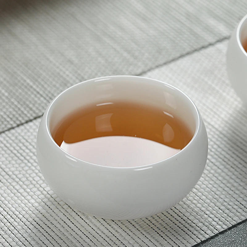 德化白瓷功夫茶杯主人品茗杯杯子象牙白小单杯茶碗陶瓷茶具家用