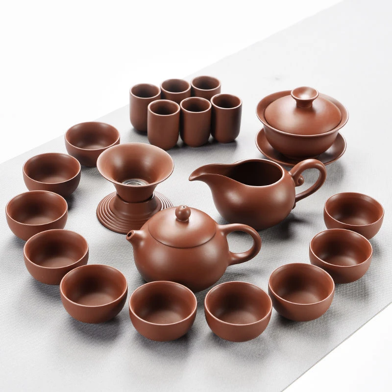 紫砂功夫茶具套装家用客厅茶杯茶壶盖碗哥窑汝窑整套冰裂青花瓷