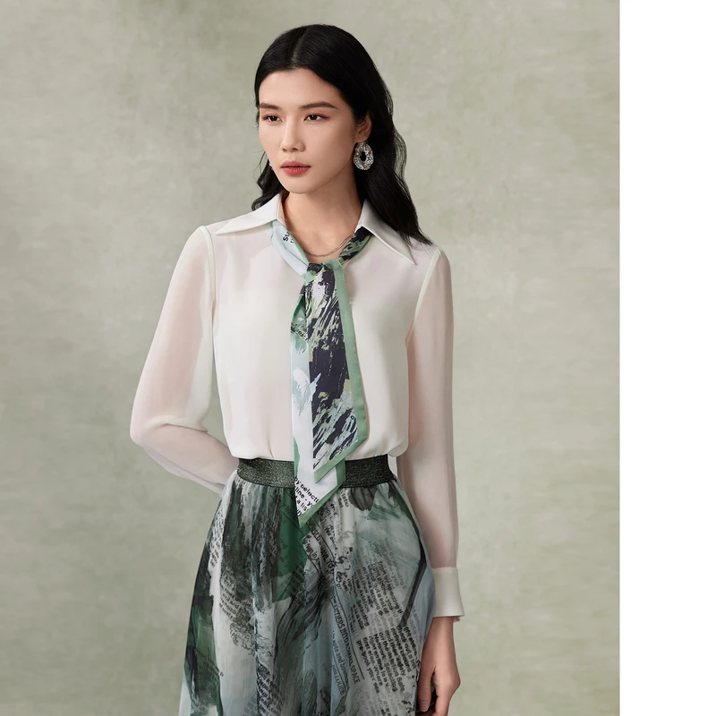 【晨晨精选】【丝巾白衬衫】粉蓝衣橱新款时尚ol连肩袖设5A1C620
