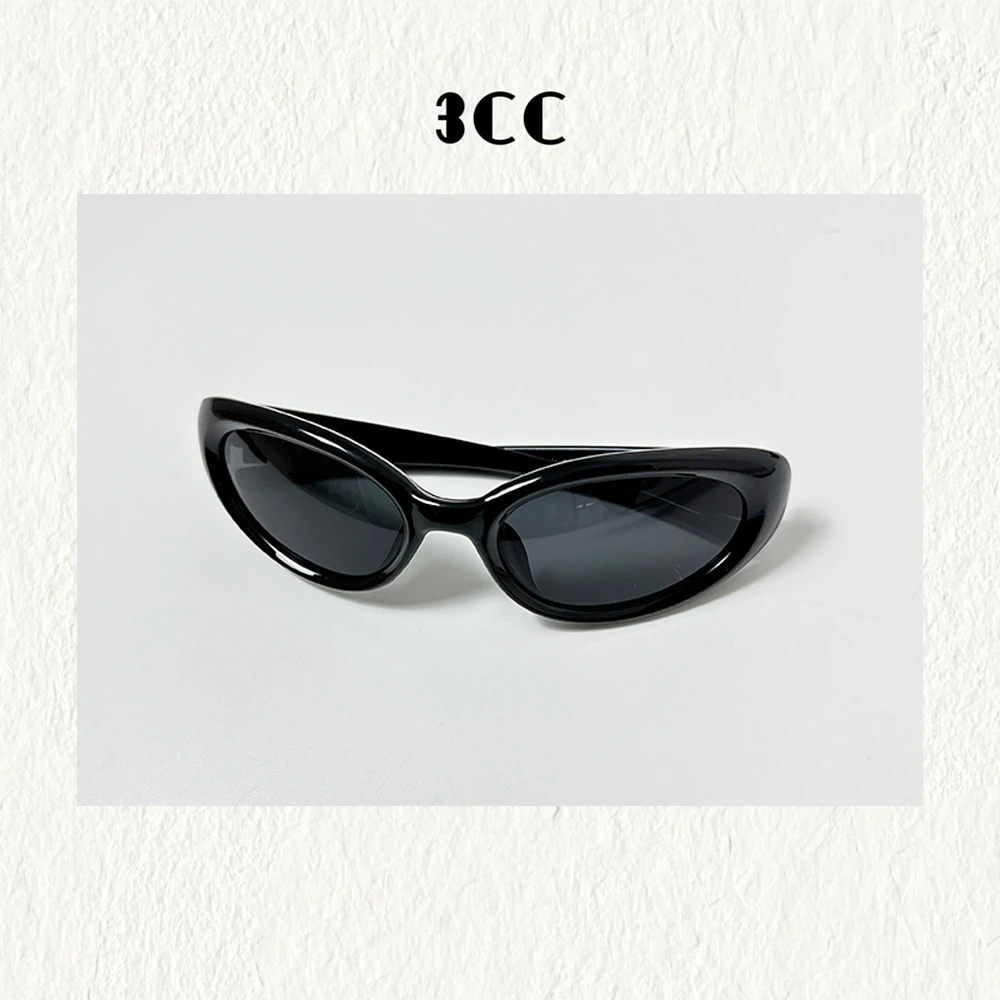 3CC【酷飒光学】高级感复古椭圆2024新款女黑色太阳眼镜67091