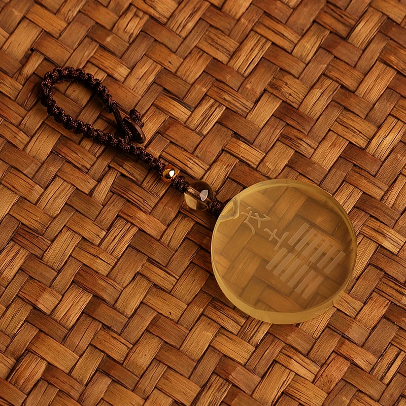 天然黄水晶五行卦戊土己土属土坤为地缺土补土吊坠挂件钥匙扣男女