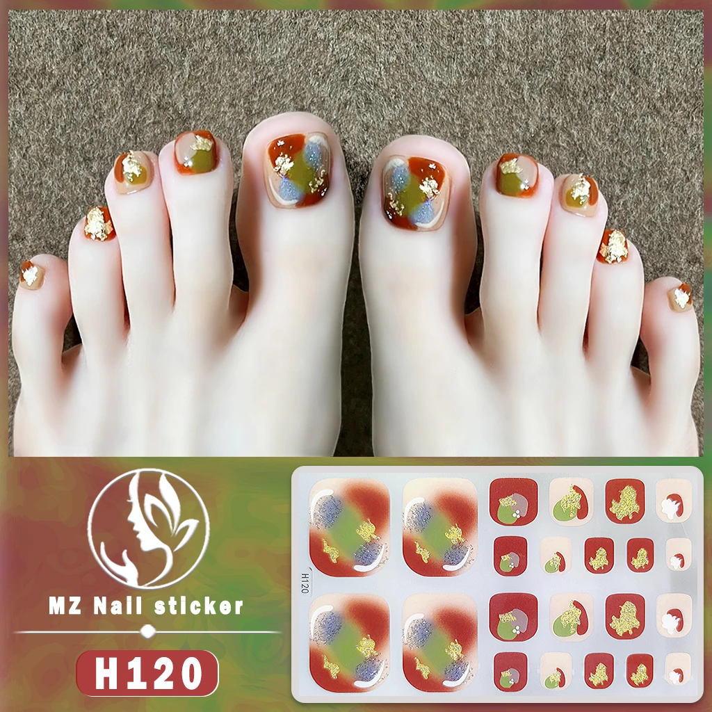 魅指凝胶甲油膜脚指甲贴贴纸夏季防水持久美甲贴脚趾甲贴全贴