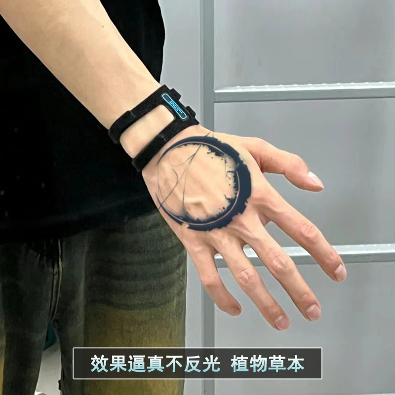 暗黑系月亮草本果汁纹身贴防水男女性感胸手臂手背仿真刺青不反光