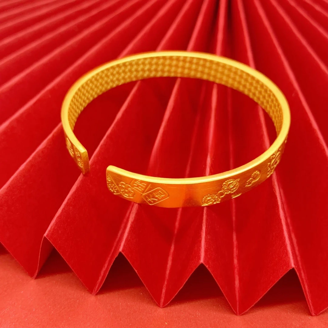 合金手镯 【新疆包邮】招财猫手镯实心不掉色时尚精美磨砂传承镯子