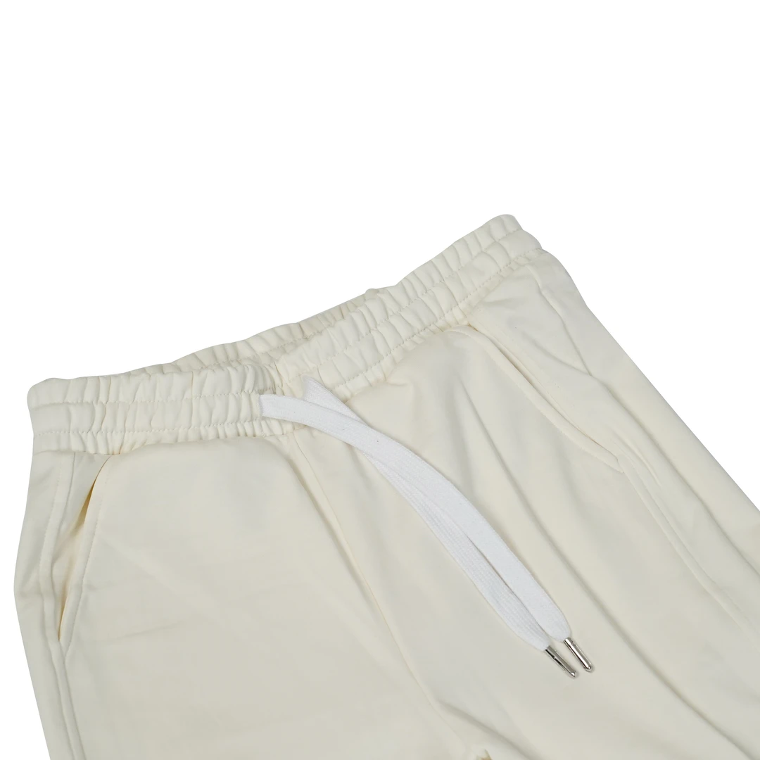 简约白色100%纯棉男女同穿休闲直筒裤