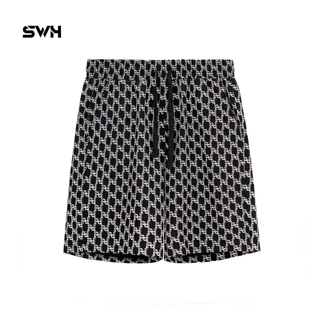 纯棉黑色满印短裤