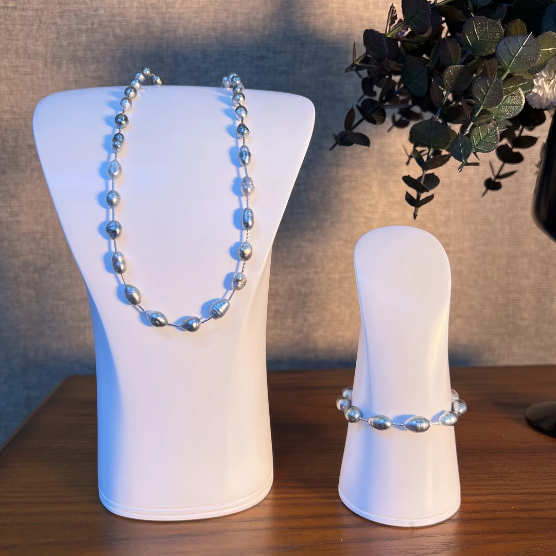 【不羁岛】18k白金大溪地海水野生Keshi珍珠项链手链多戴长66cm23.4