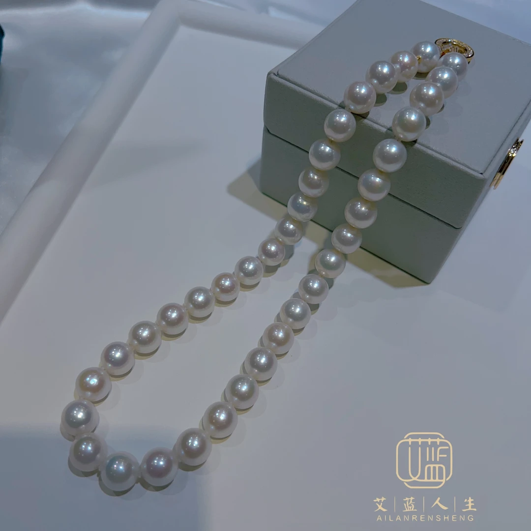 「东方明珠」10-11mm正圆极强光极微瑕优质淡水珍珠项链经典款百搭