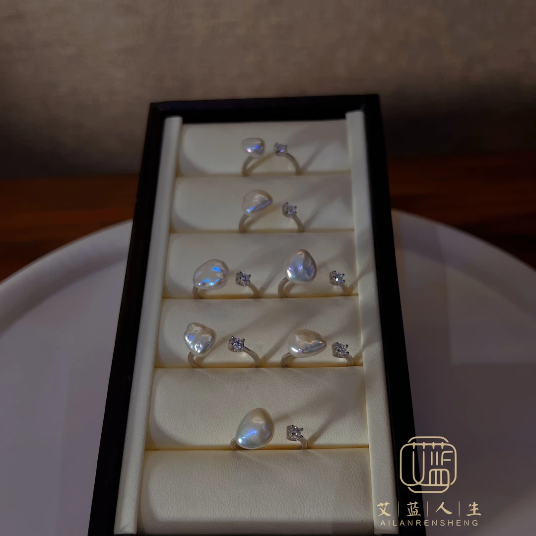 「经典款」精选优质极光野生Keshi珍珠戒指7-13 多样性发其一