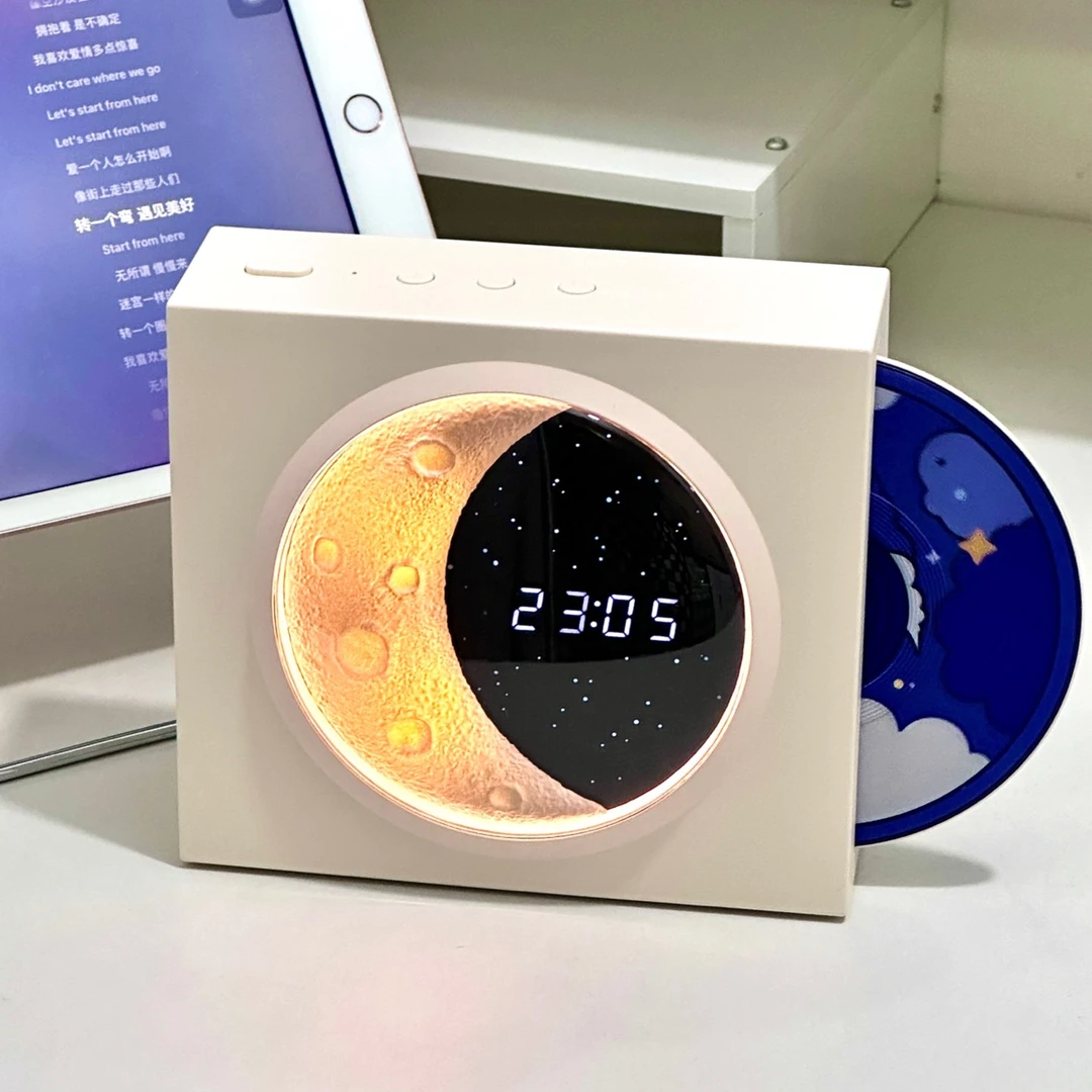 MGWK揽月蓝牙音响限定月相系列数字时钟半月氛围灯送女友七夕礼物