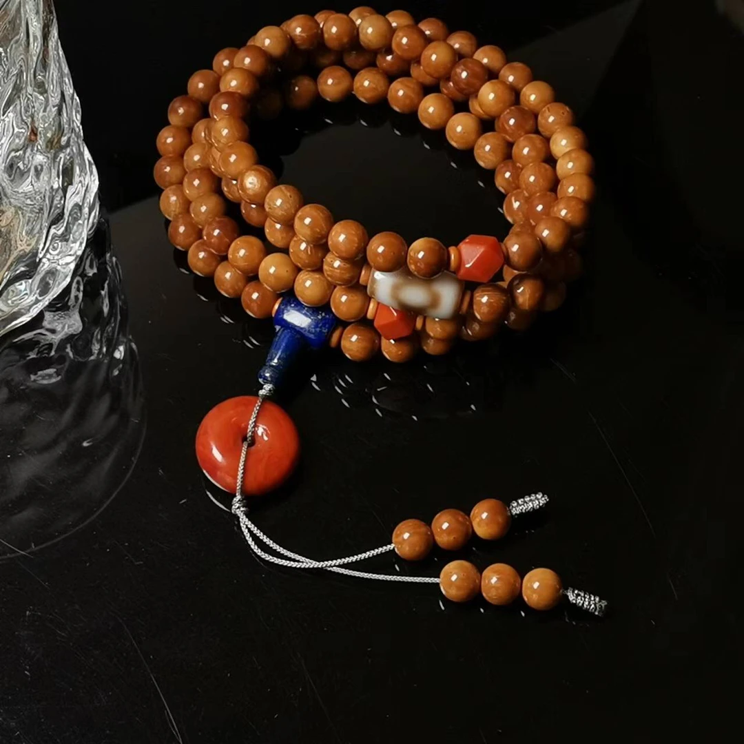 库克圆珠长串108颗8mm脖挂原生态带配饰满配懒人文玩