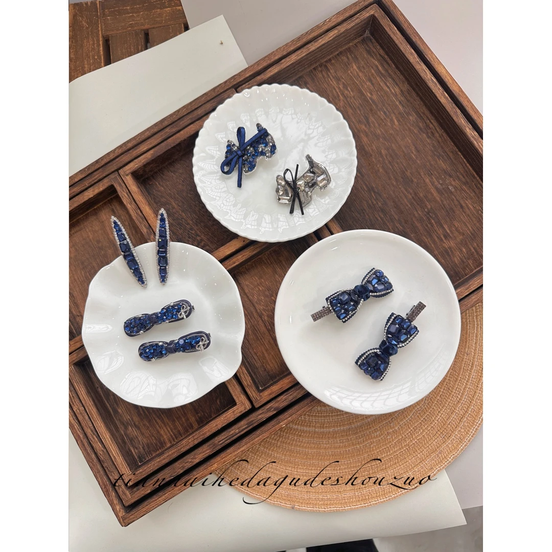 布鲁士的蓝文艺刘海夹 高级感甜美气质女孩发夹发卡刘海侧边夹