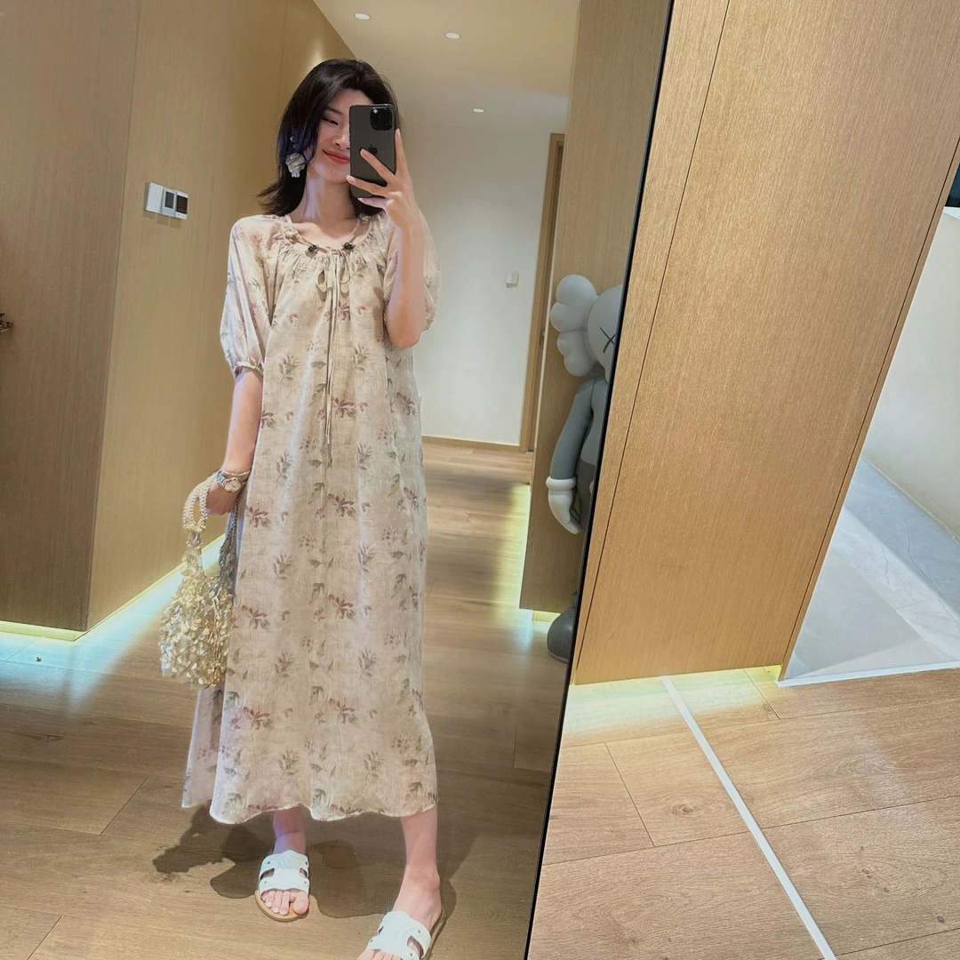 【西洲曲】新中式素雅碎花连衣裙文艺范长裙禅意气质款女装