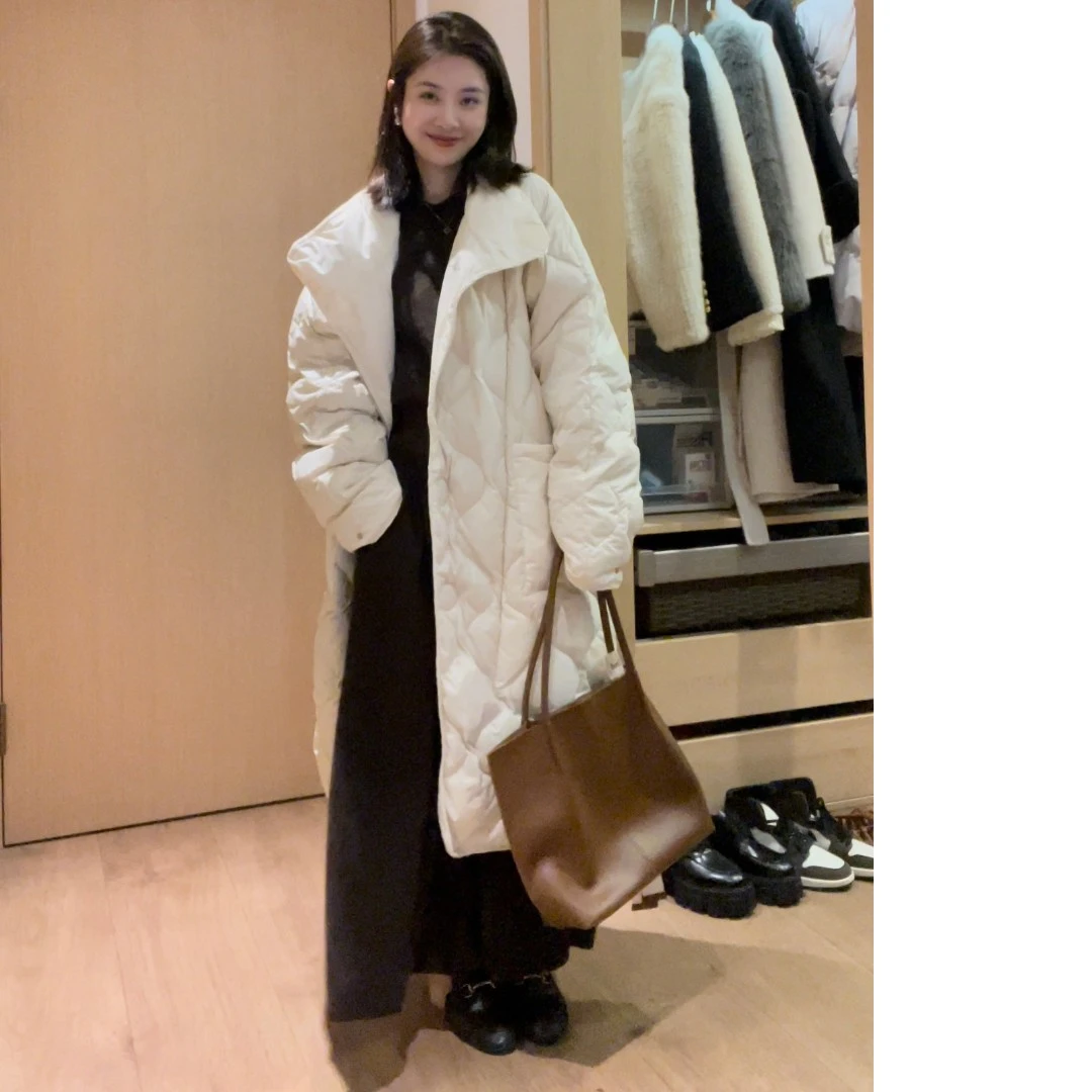 【南朋友】冬季新款中长款宽松双面穿羽绒服外套女时尚气质白鸭绒