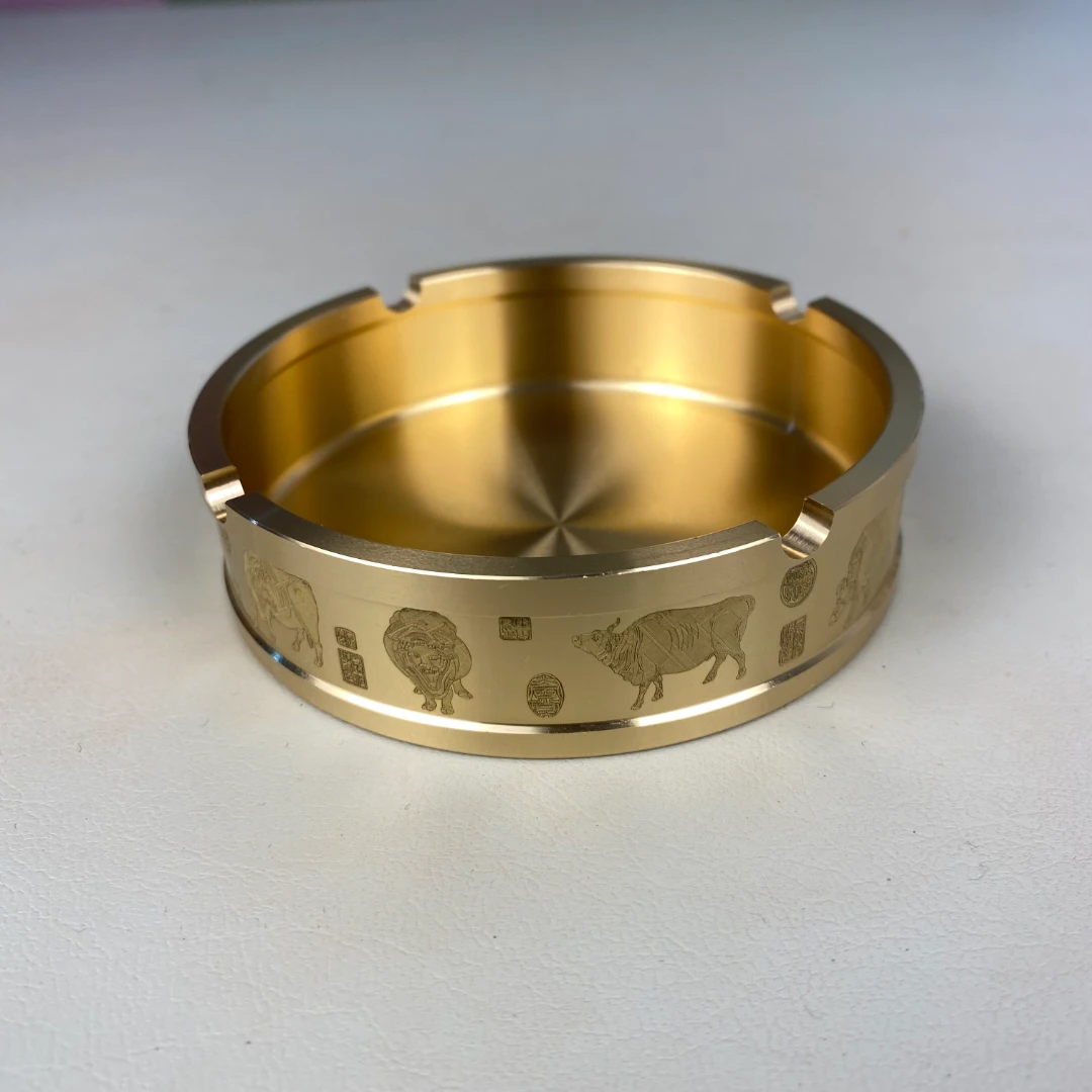 黄铜五牛送福新中式家用客厅卧室茶桌办公室创意时尚大号烟灰缸