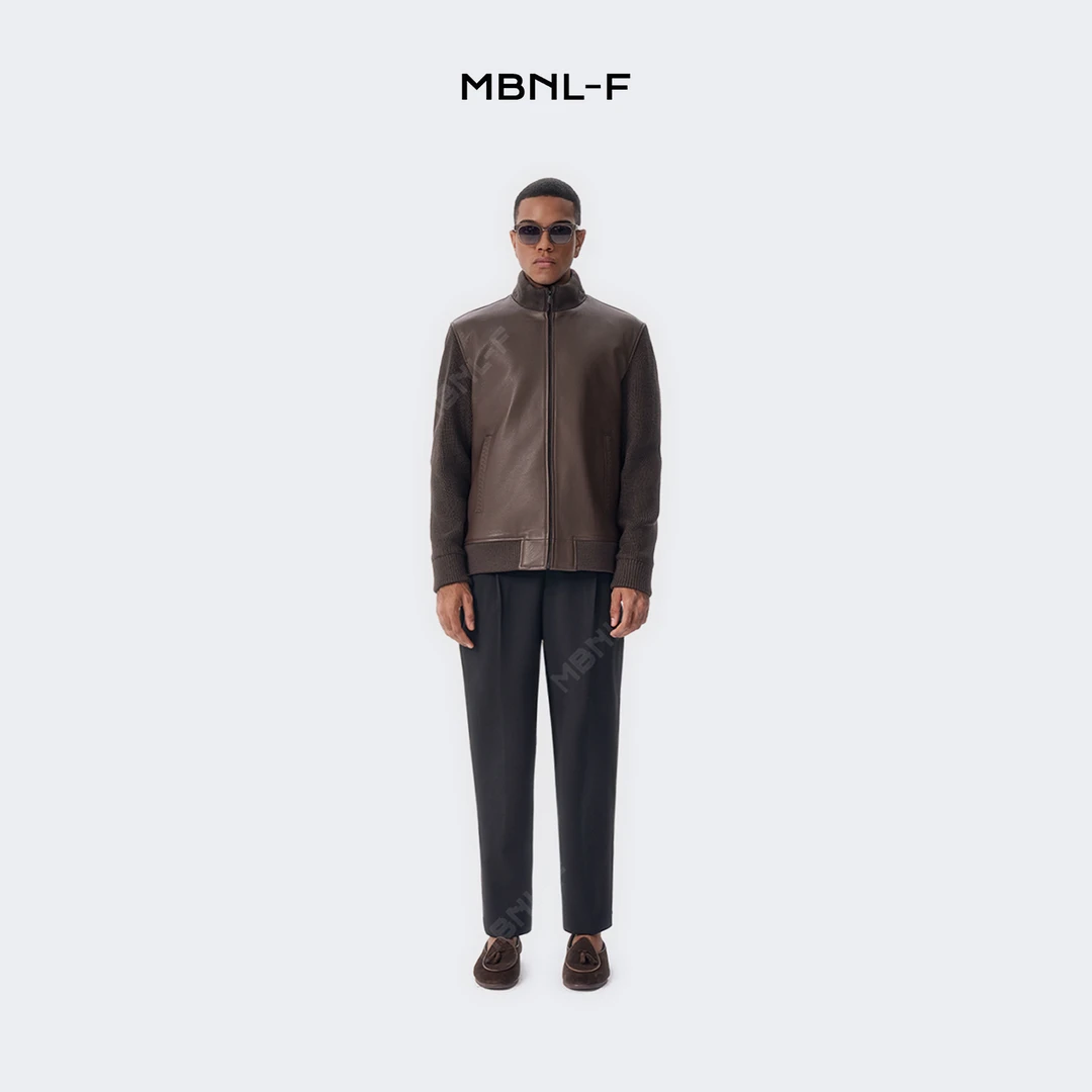 MBNL-F“立领皮衣”24F/W秦磊X 100绵羊皮拼接款男士外套 LL-H7001