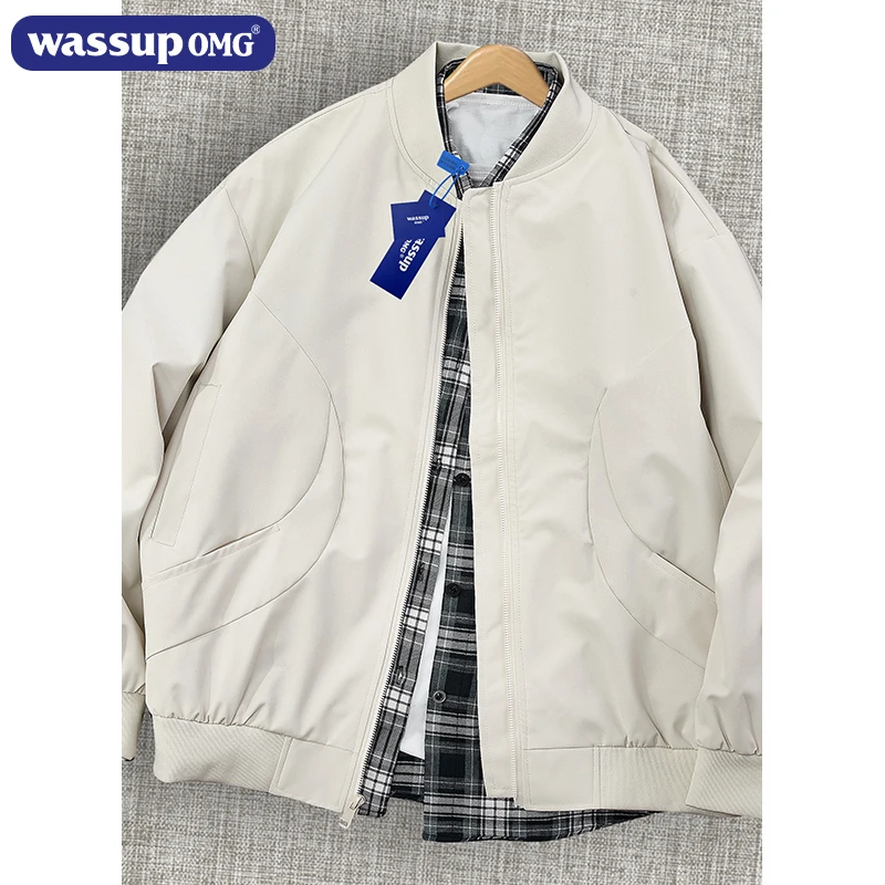WASSUP OMG夹克男士春秋新款时尚男装茄克休闲百搭宽松棒球服外套