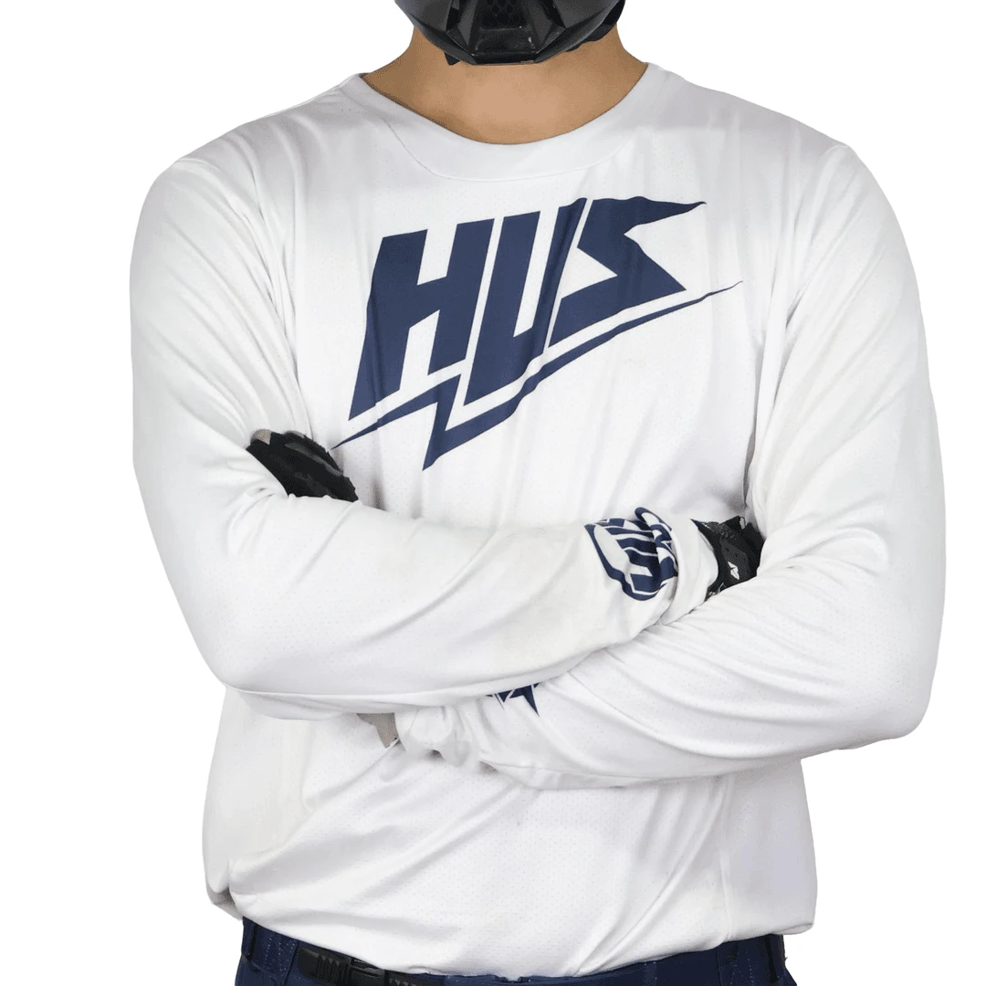 HUS骑行服白上衣一件 男女越野服 宽松 速干 透气 训练 儿童 成人