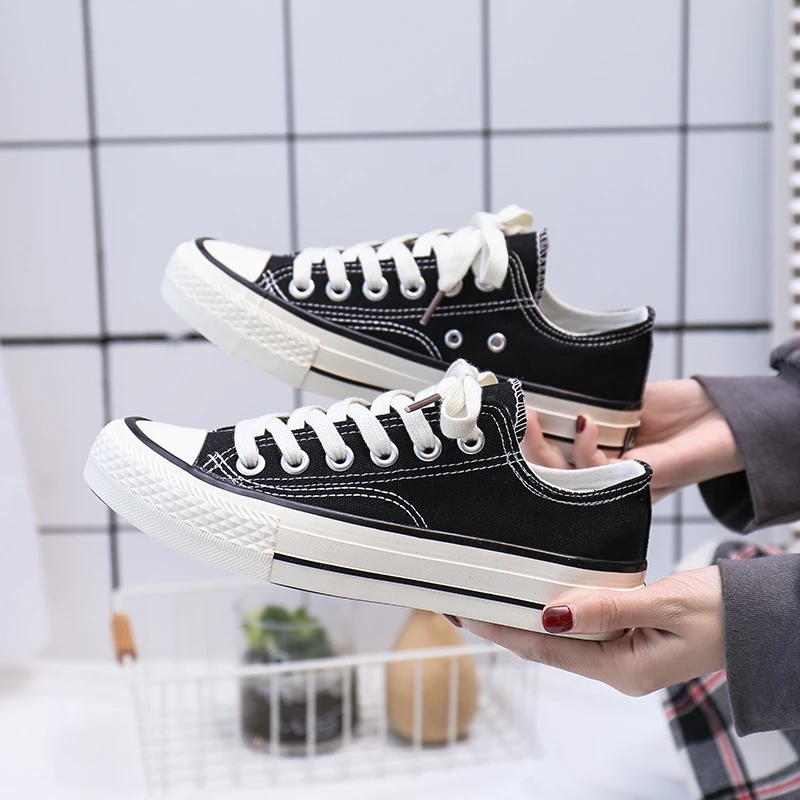 春季秋季透气百搭帆布鞋休闲情侣黑色夏季学生韩版小白鞋板鞋平底