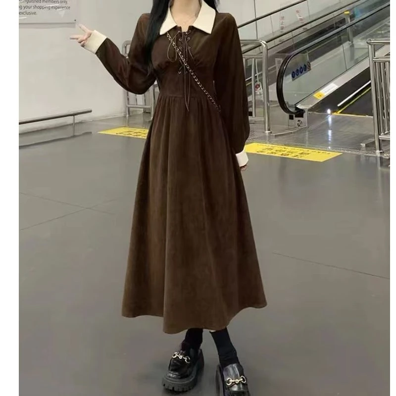 《雨桐精选2.20》复古撞色Polo领连衣裙-10048