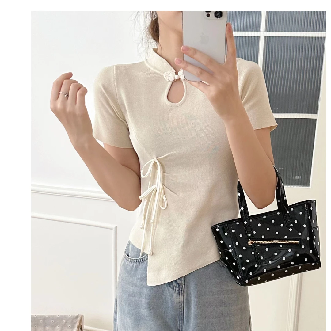 《雨桐精选5.23》不规则盘扣T恤-10202