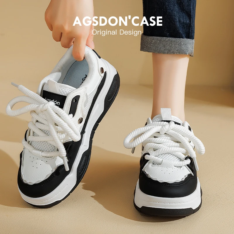 W141075厚底小白鞋女春季通勤百搭女鞋平底小众休闲板鞋