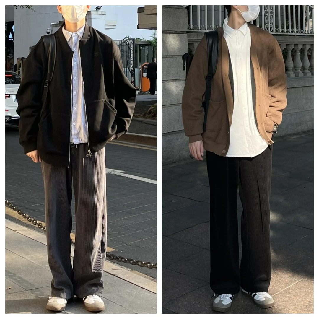 清仓！日系春秋复古可调节裤脚灯芯绒裤子ins直筒垂感休闲长裤