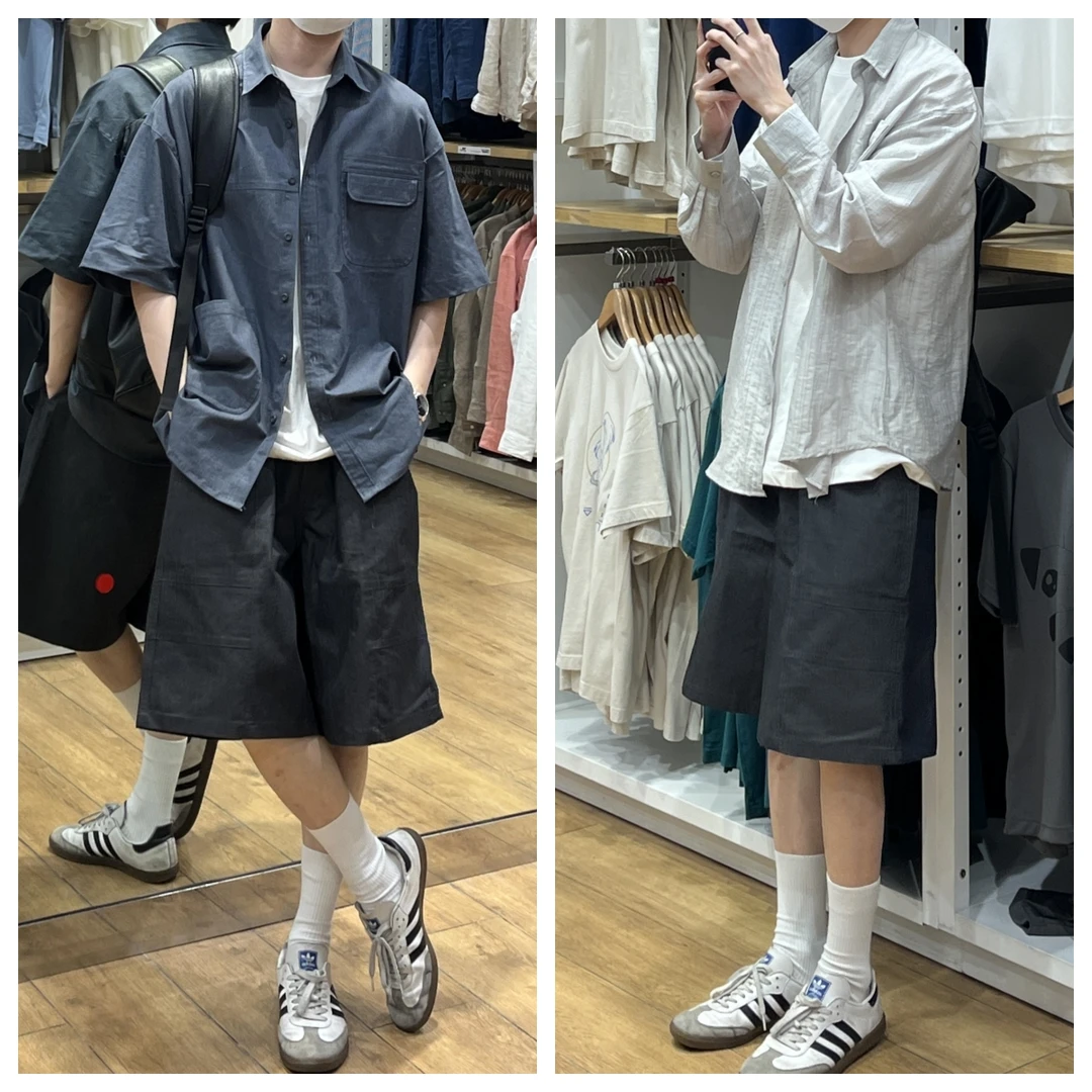 苏大恒夏季ins薄款宽松水洗做旧工装五分裤百搭休闲牛仔短裤