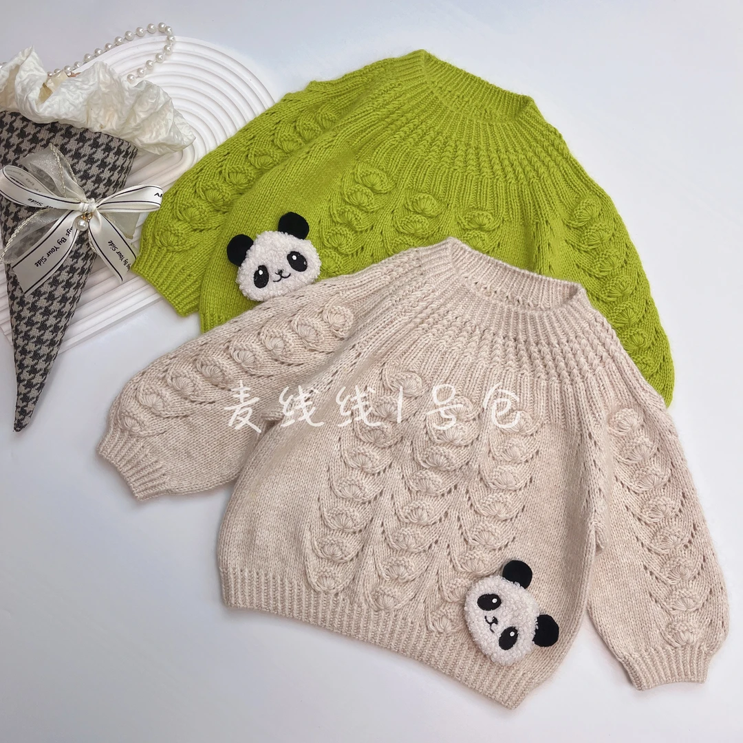 成品（山羊绒贝壳圆领毛衣）纯手工编织毛线