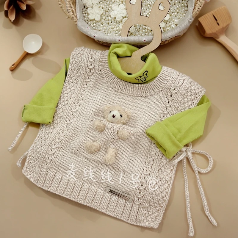 51#欧版飘带坎肩材料包（不是成品）宝宝绒手工毛线 中粗手编线