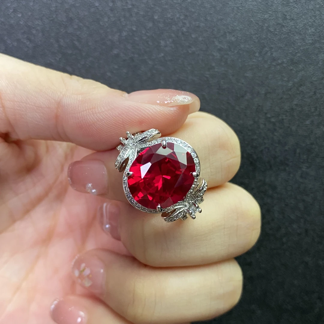 缅甸抹谷红宝石-简约风  精工合金培育戒指 JZ031