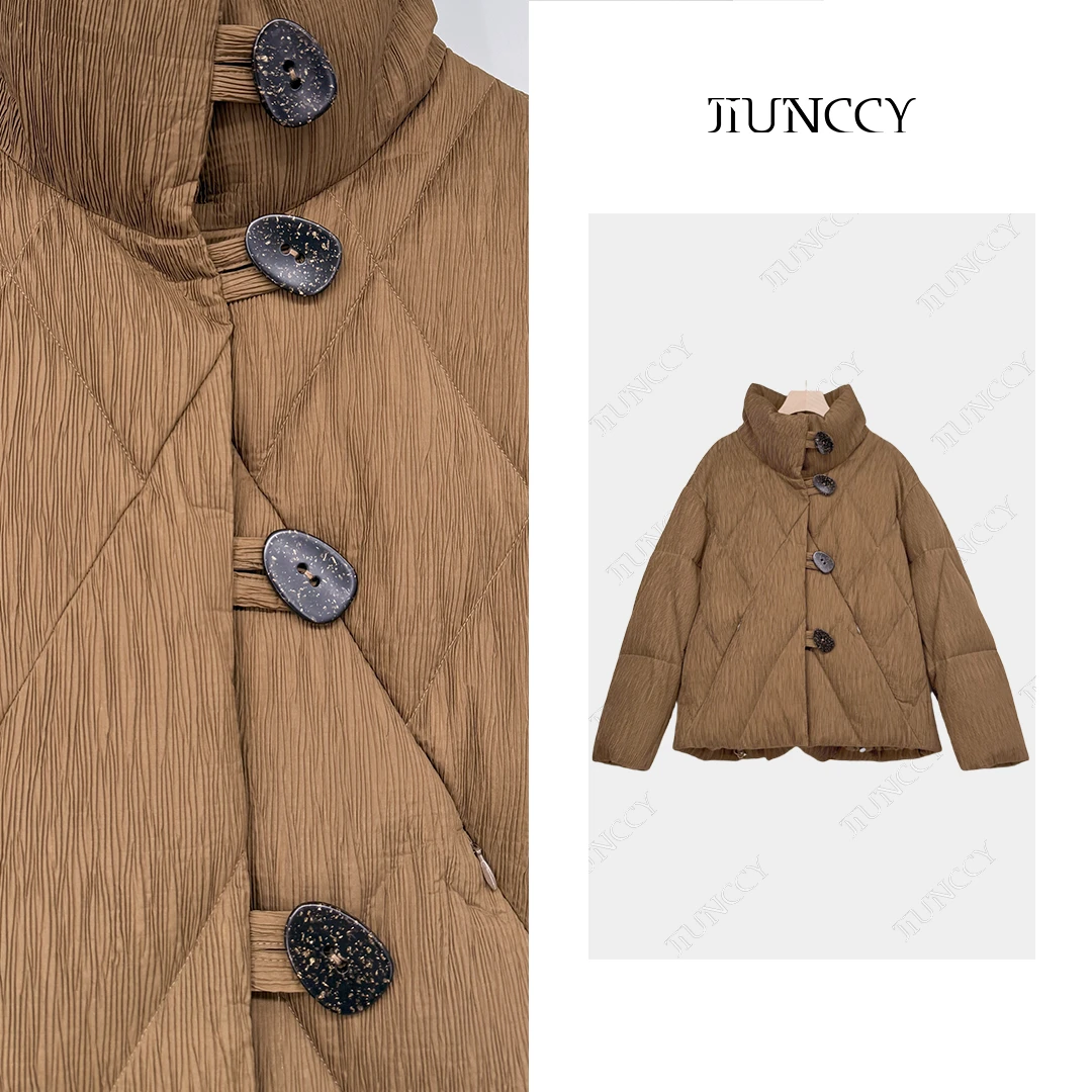 JIUNCCY【维也纳】新国标90白鹅绒定制肌理感短款鹅绒服 42YRF081