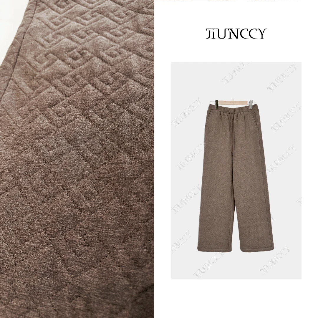 JIUNCCY【暖冬】羊毛醋醋混纺几何压花保暖填充3M新雪丽棉裤42CK099