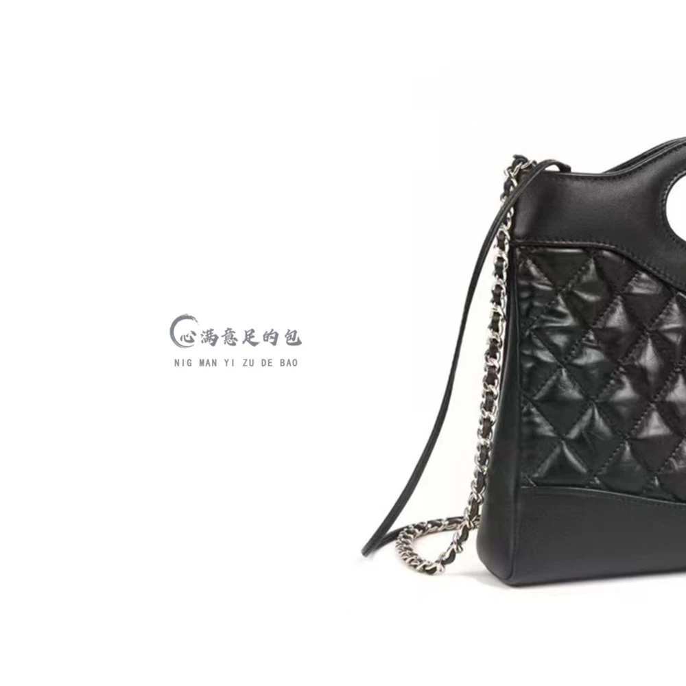 【 心满意足的包】经典小香风菱格单肩斜挎包时尚百搭黑色31香2.0