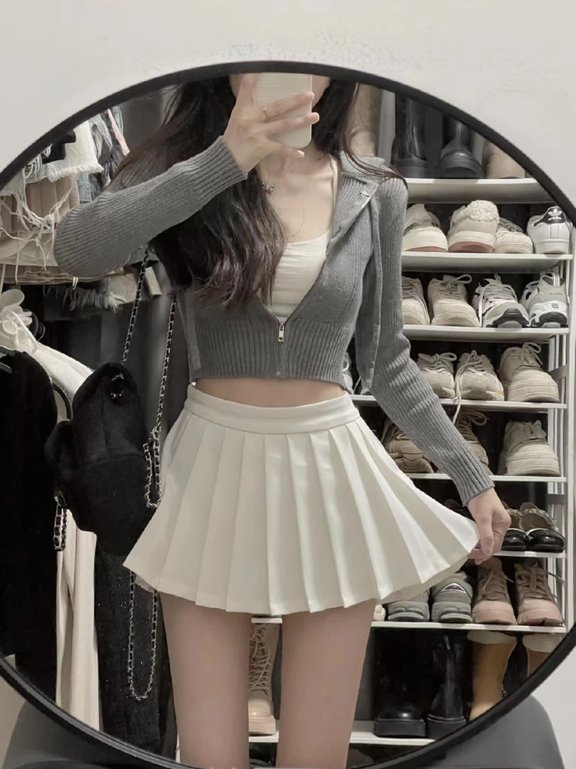 学院风黑色百褶裙JK显瘦半身裙女夏季新款A字裙高腰休闲百搭短裙