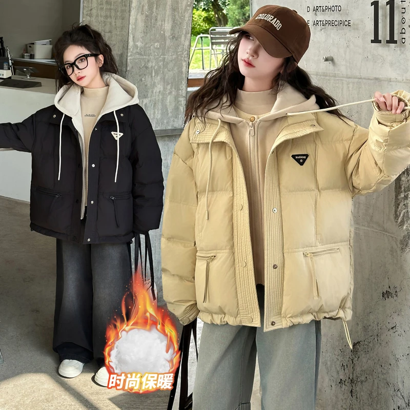 女童棉服冬装2024新款中大童洋气小女孩冬季加厚假两件棉衣袄外套