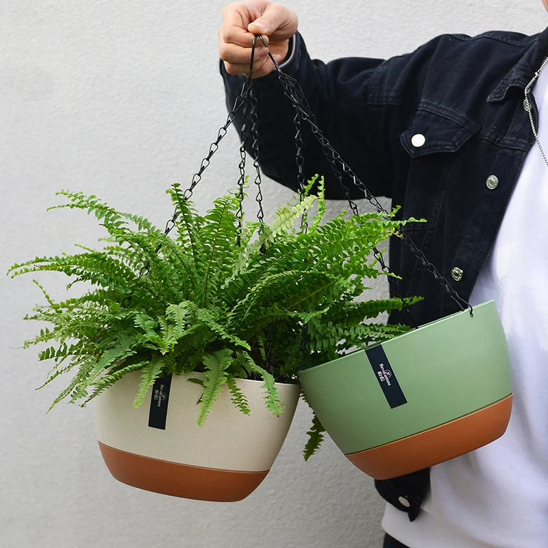 悬挂式吊兰花盆加厚塑料树脂绿萝吊篮壁挂垂吊懒人自吸水多肉吊盆