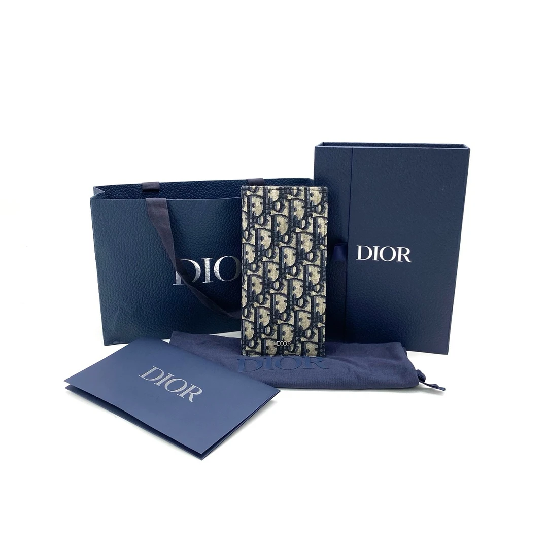 99新 DIOR/迪奥 经典老花帆布对折钱包 尺寸18/9