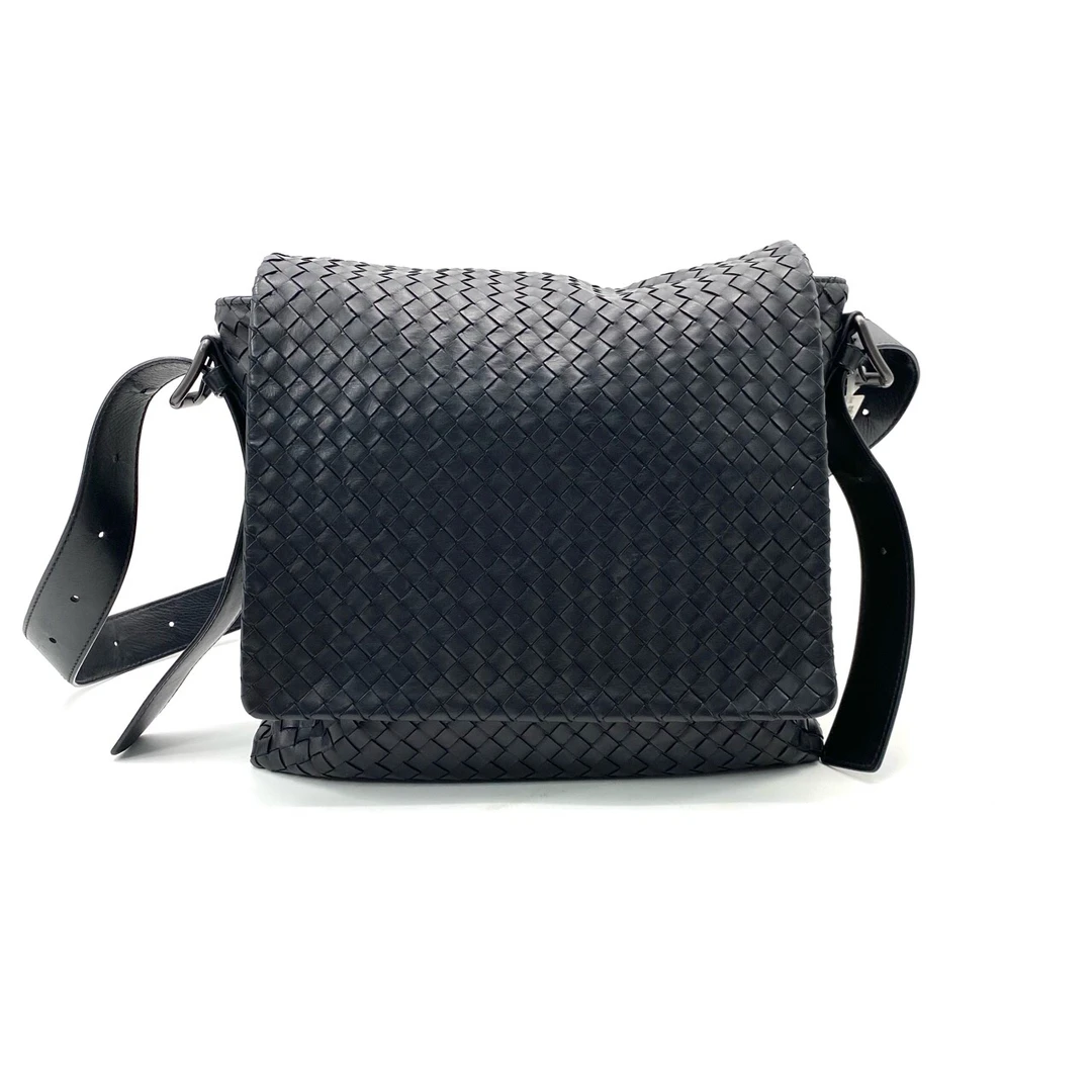 95新 BOTTEGA VENETA/葆蝶家 全皮编织邮差包 尺寸30/27