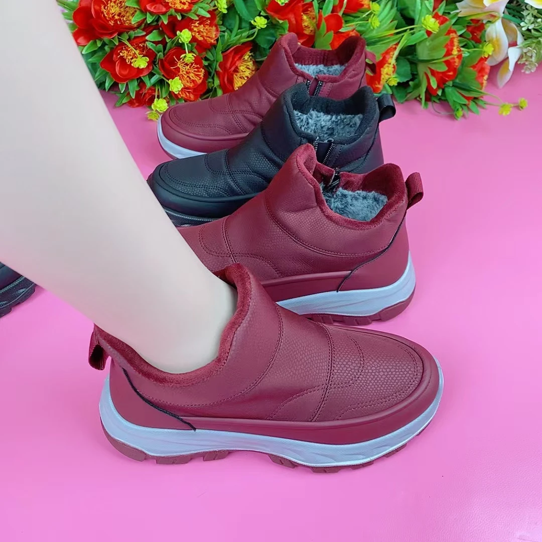 老北京高帮棉鞋女加绒加厚保暖妈妈棉鞋防滑防水老人雪地靴厚底轻