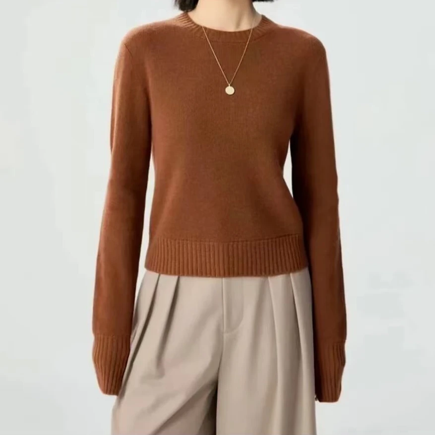 AMASS/阿玛施秋冬圆领套头百搭纯色休闲长袖针织衫5399769