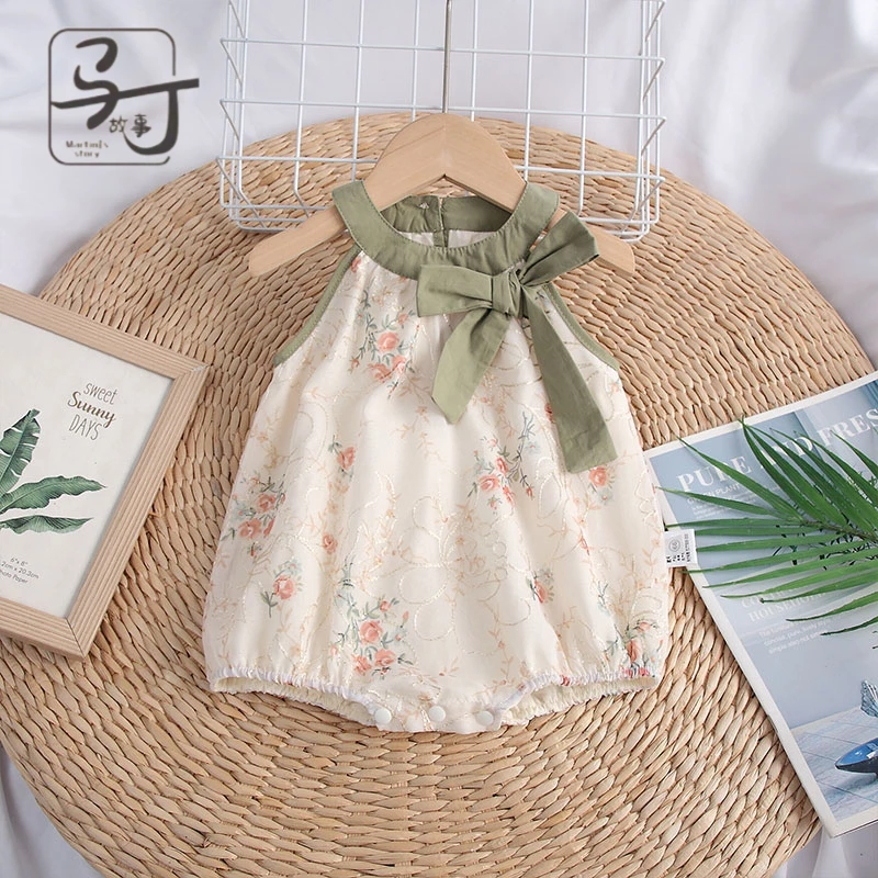 婴儿衣服夏装连体衣公主裙6女宝宝洋气国风包屁衣吊带裙夏季哈衣9