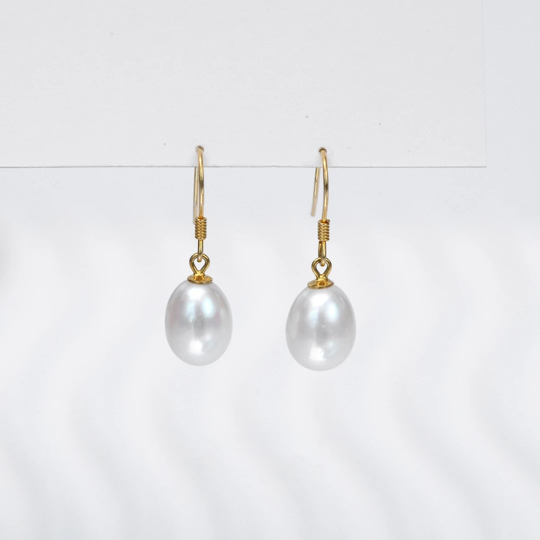 【米多多】淡水无核珍珠女神款s925银水滴耳钩（非基地发货不带证）