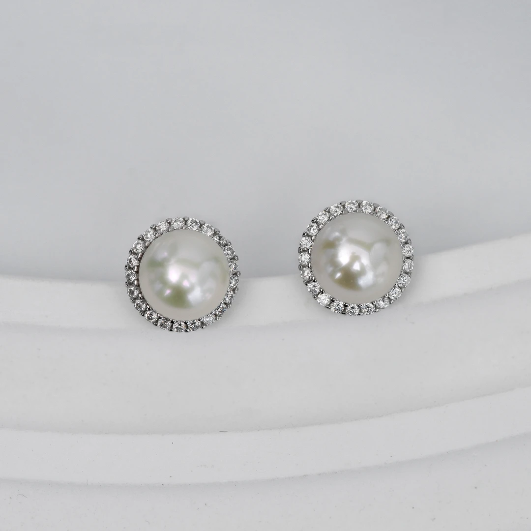 【新人必拍】S925银淡水珍珠太阳女神S925银耳饰7-8mm