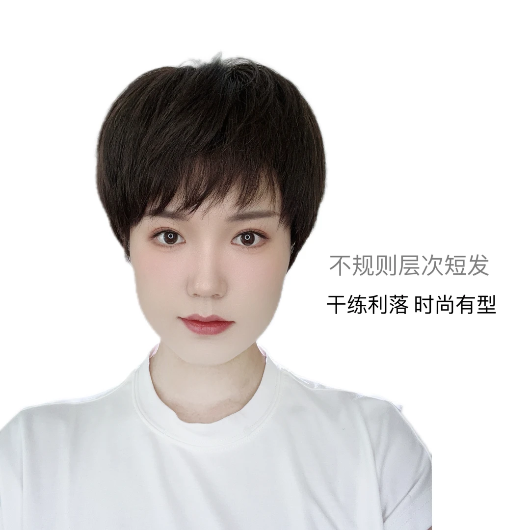 6806全手织纯真发轻薄透气时尚大方整顶头套