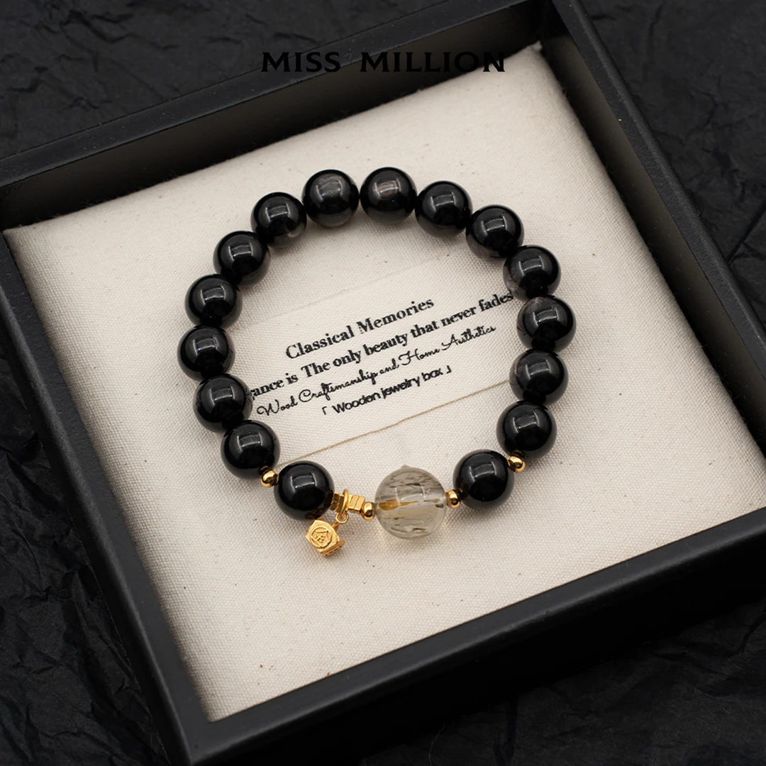 【预售】MM · 乘势 · 金运石 黑金超七手串· 10mm（多样性）